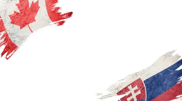 Beyaz Arkaplanda Kanada ve Slovakya Cumhuriyeti Bayrakları — Stok fotoğraf